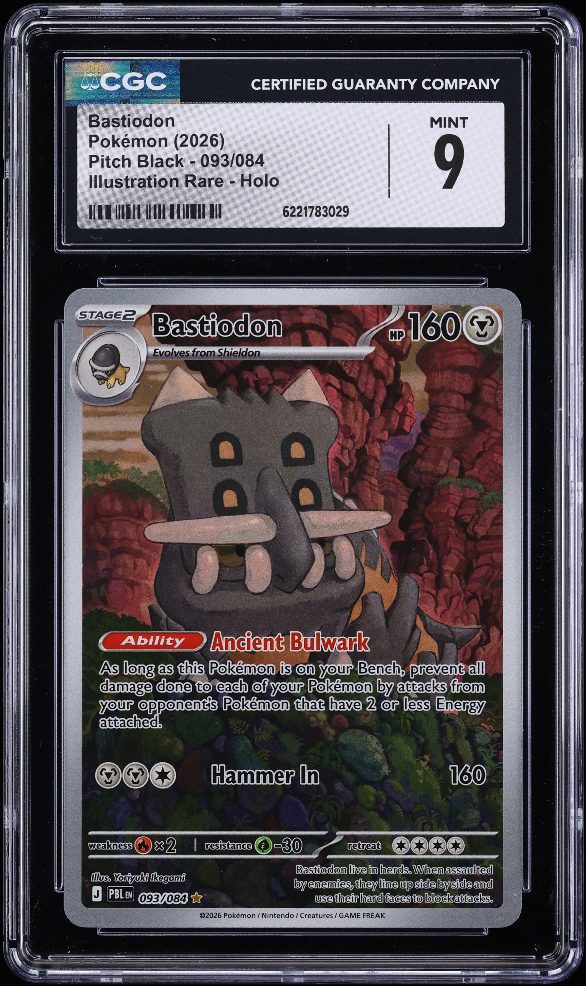2026 Pokemon Mega Evolution Pitch Black IR Bastiodon #93 CGC 9 MINT