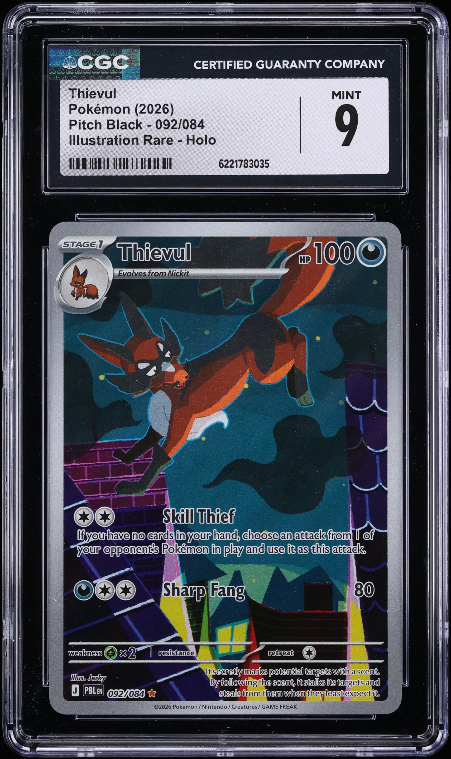 2026 Pokemon Mega Evolution Pitch Black IR Thievul #92 CGC 9 MINT
