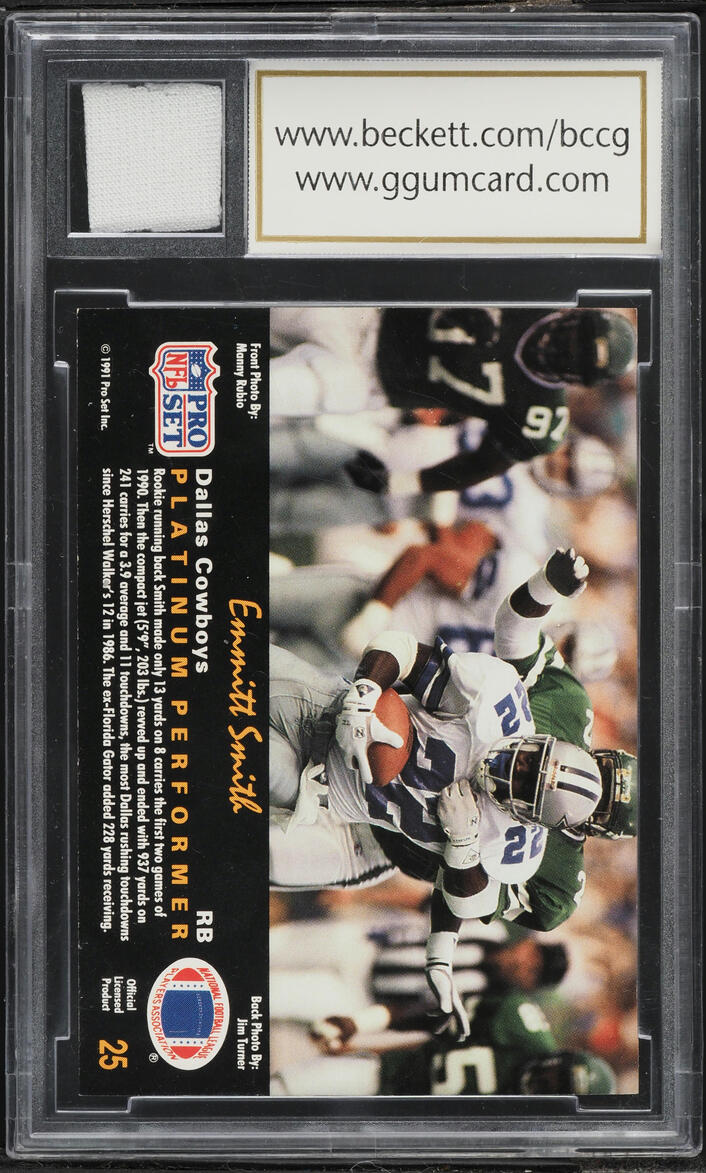 1991 Pro Set Platinum Emmitt Smith PATCH #25 BCCG 10