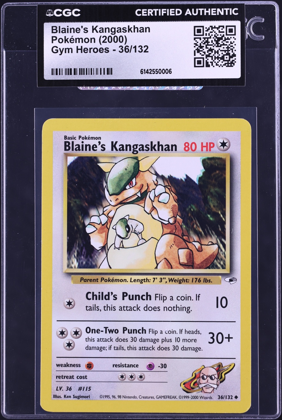 2000 Pokemon Gym Heroes Blaine's Kangaskhan #36 CGC AUTH