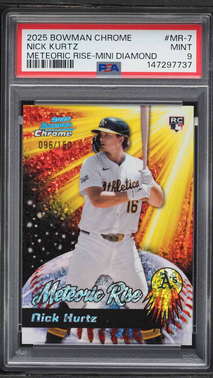 2025 Bowman Chrome Meteoric Rise Mini Diamond Nick Kurtz ROOKIE /150 #MR-7 PSA 9 MINT