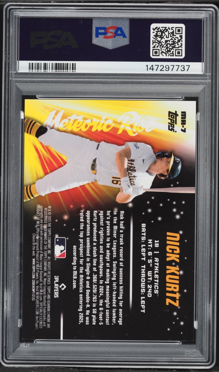 2025 Bowman Chrome Meteoric Rise Mini Diamond Nick Kurtz ROOKIE /150 #MR-7 PSA 9 MINT