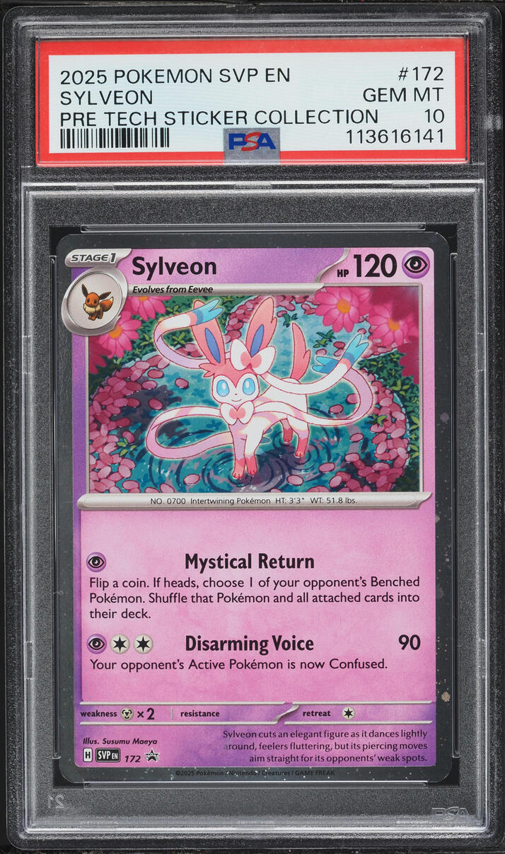 2025 Pokemon Scarlet & Violet Promo Pre Tech Sticker Collection Sylveon #172 PSA 10 GEM MINT