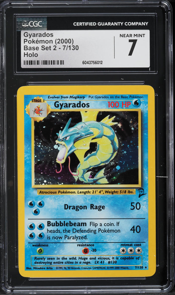 2000 Pokemon Base Set 2 Holo Gyarados #7 CGC 7 NRMT