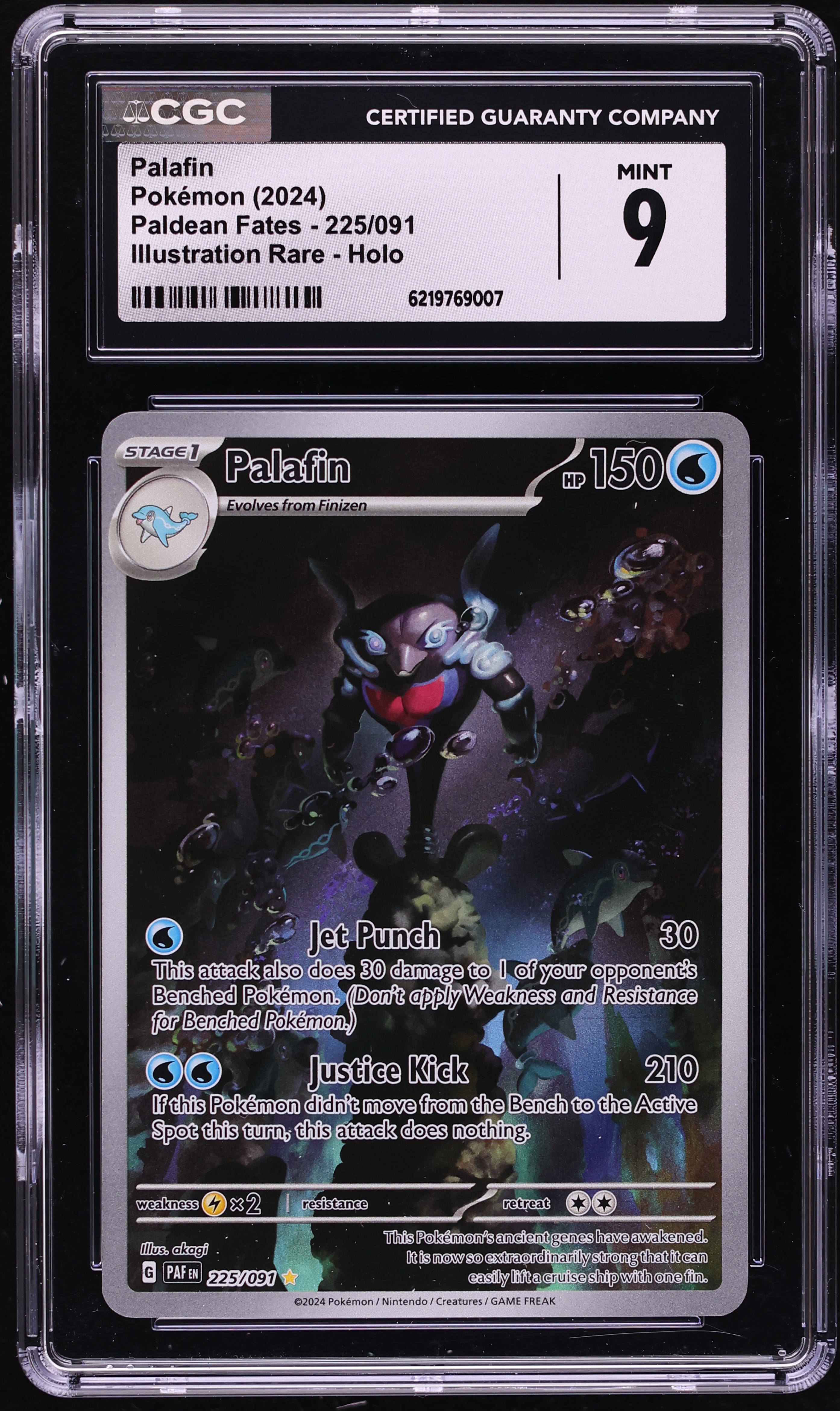 2024 Pokemon Scarlet & Violet Paldean Fates IR Palafin #225 CGC 9 MINT