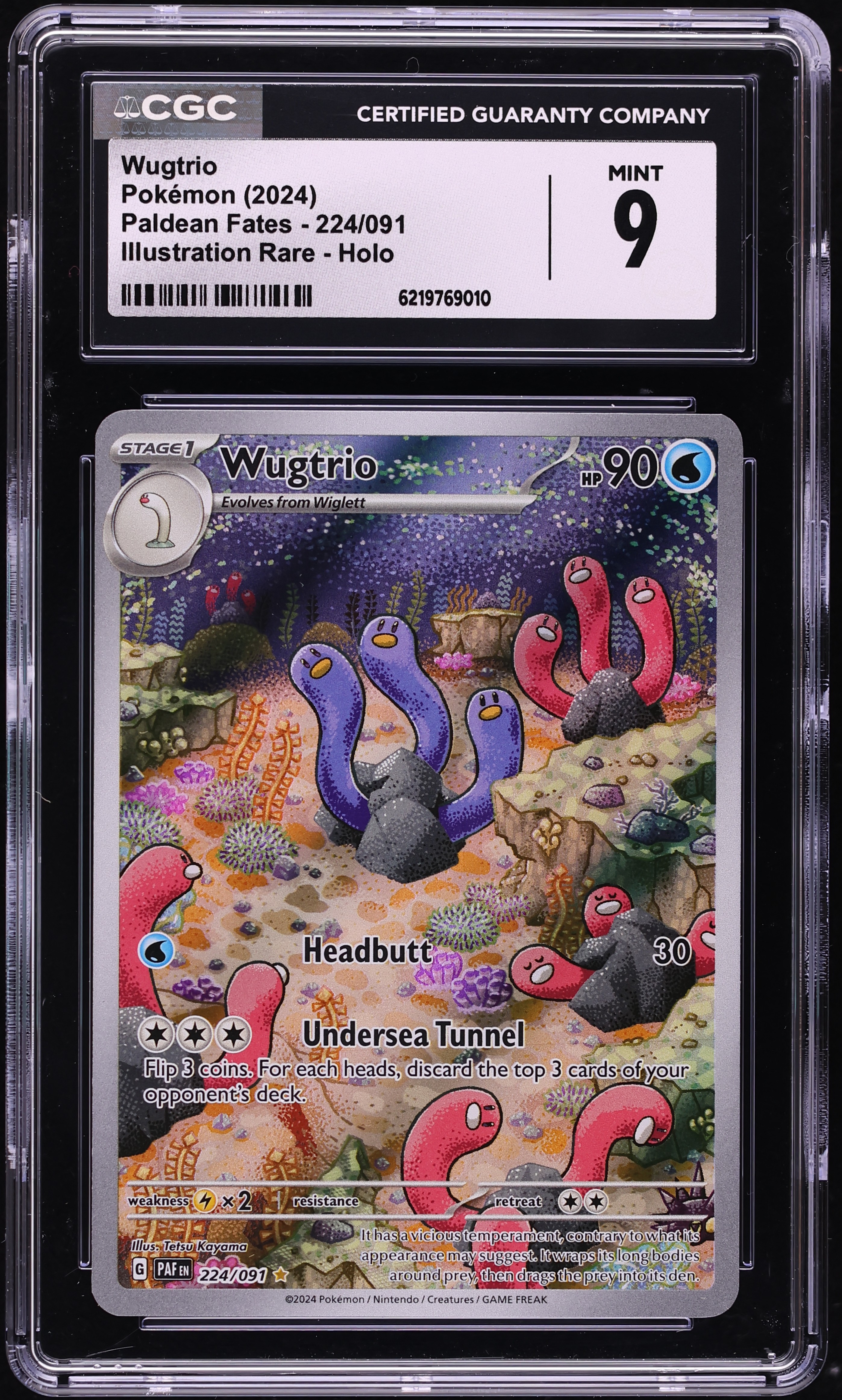 2024 Pokemon Scarlet & Violet Paldean Fates IR Wugtrio #224 CGC 9 MINT