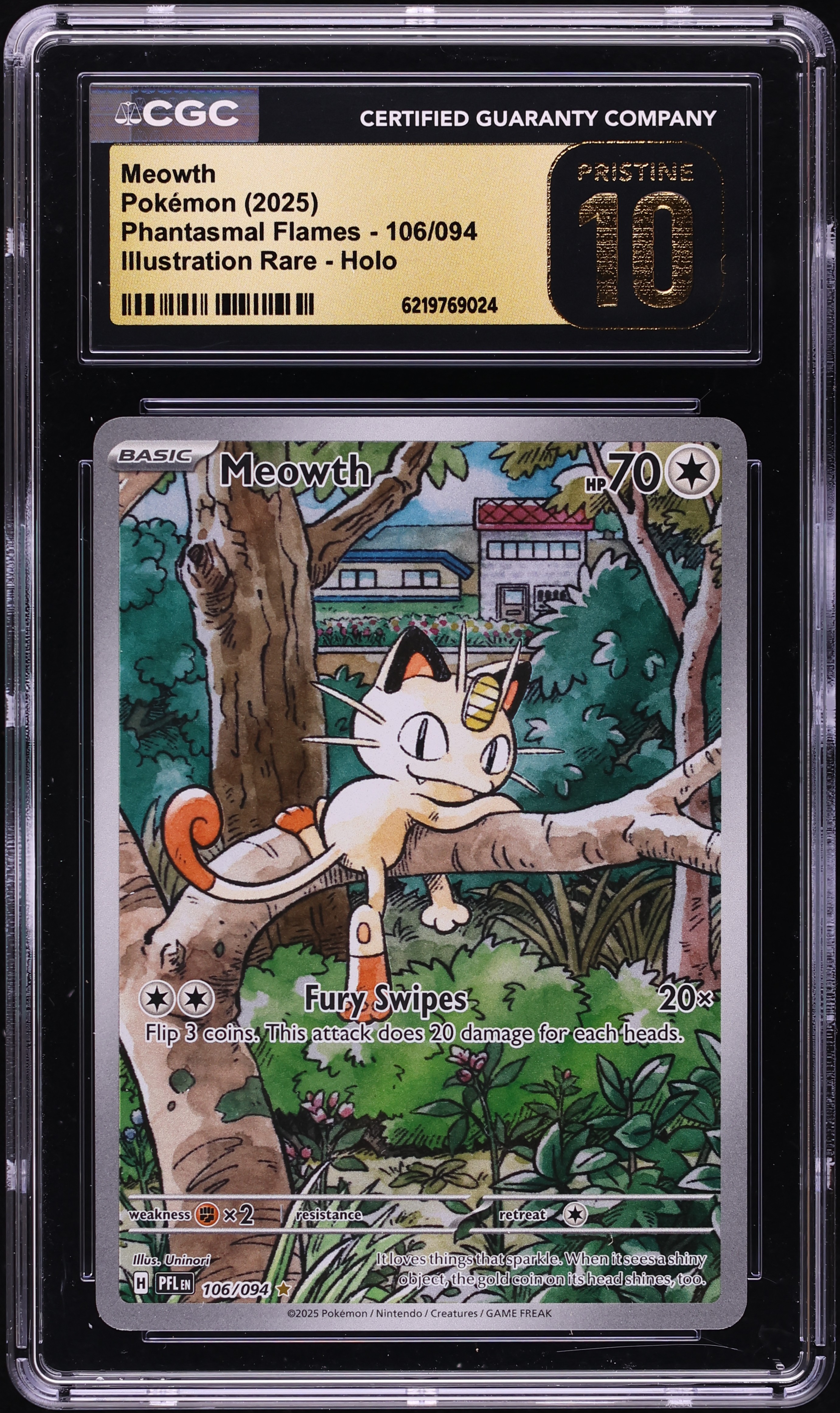2025 Pokemon Mega Evolution Phantasmal Flames IR Meowth #106 CGC 10 PRISTINE