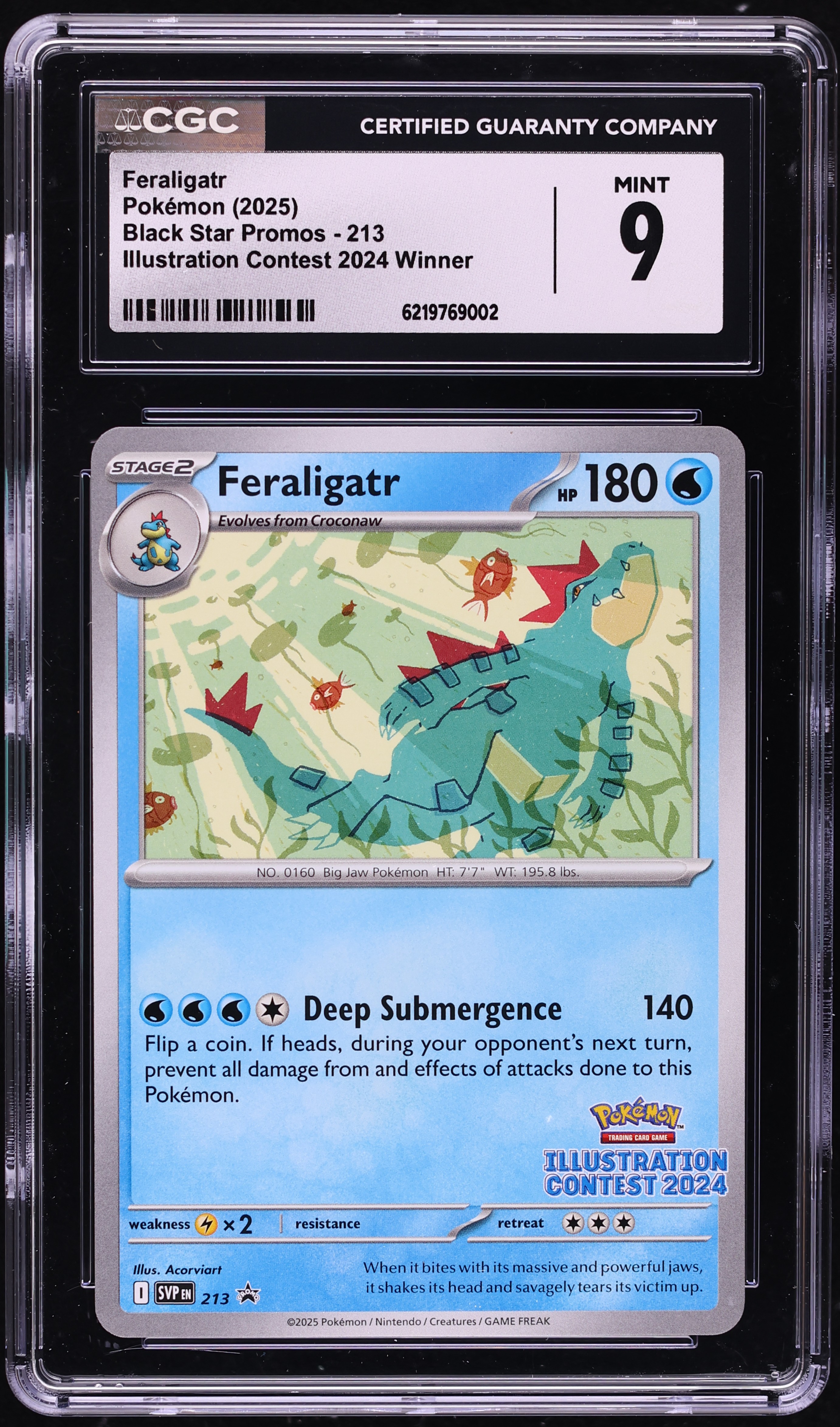 2025 Pokemon SV Promo Illustration Contest '24 Winner Feraligatr #213 CGC 9 MINT