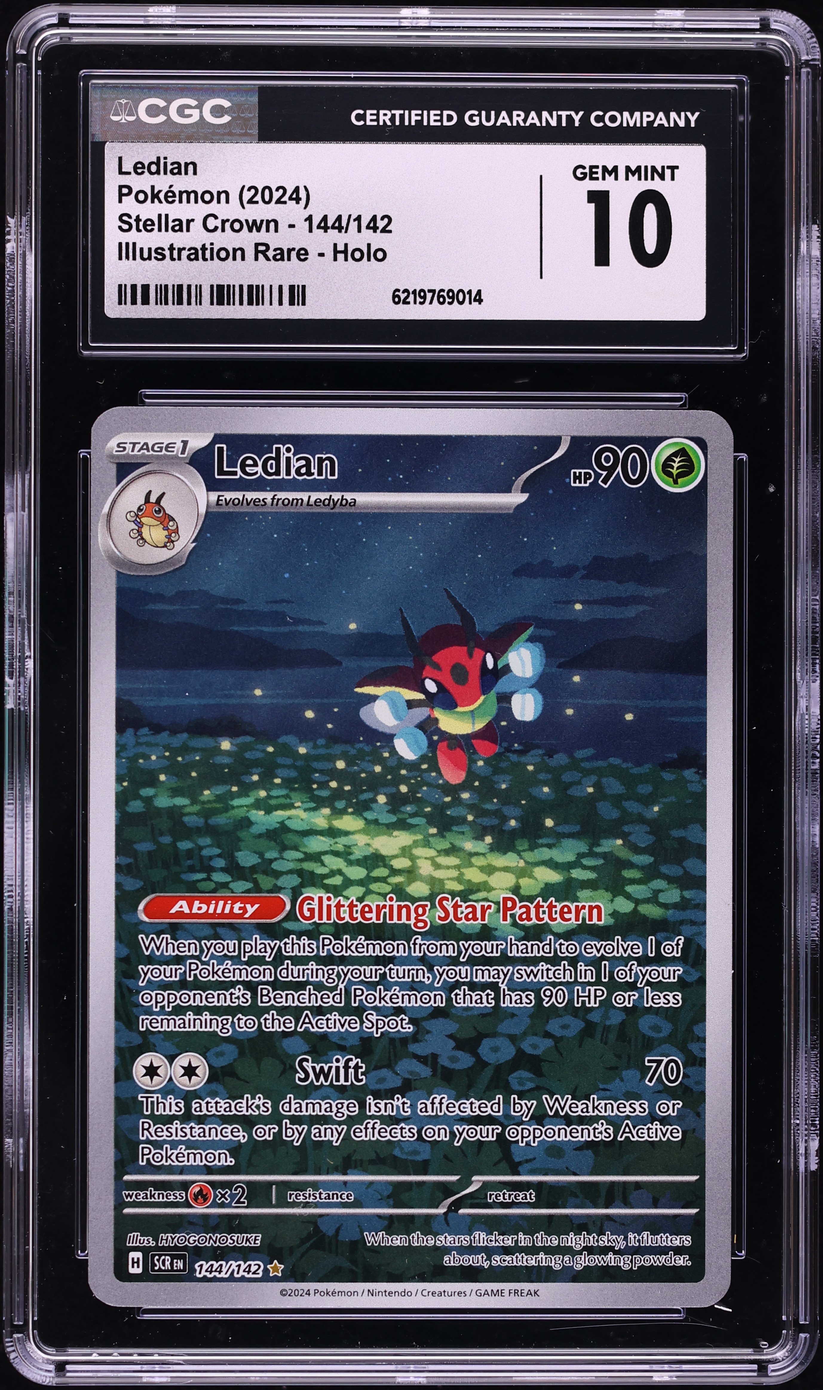 2024 Pokemon Scarlet & Violet Stellar Crown IR Ledian #144 CGC 10 GEM MINT
