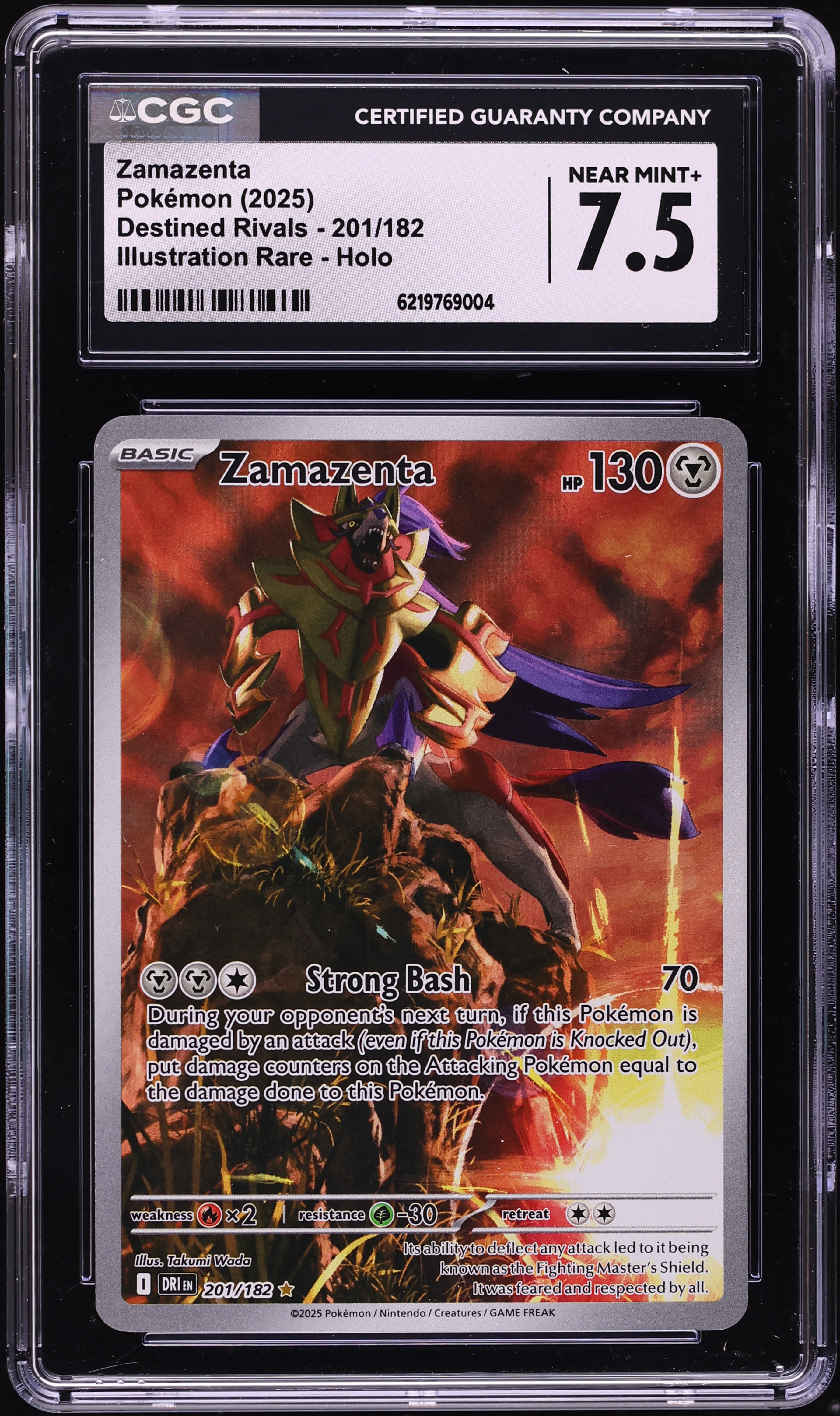 2025 Pokemon Scarlet & Violet Destined Rivals IR Zamazenta #201 CGC 7.5 NRMT+