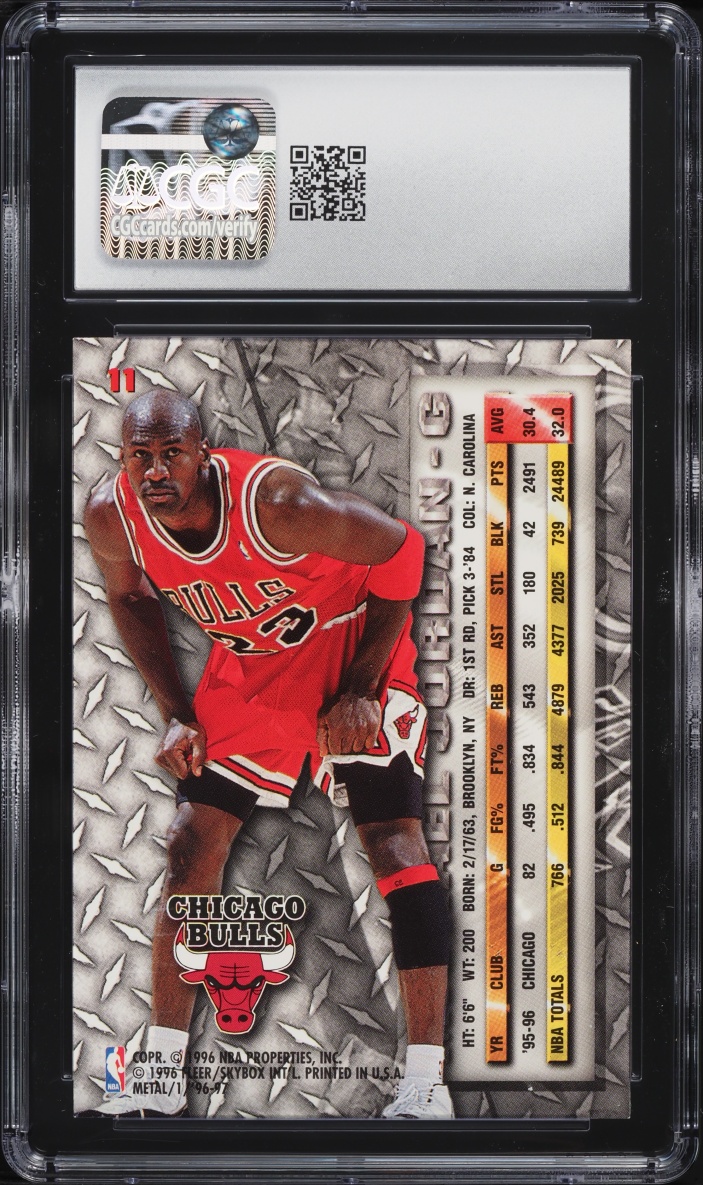 1996 Metal Basketball Michael Jordan #11 CGC 9.5 MINT+