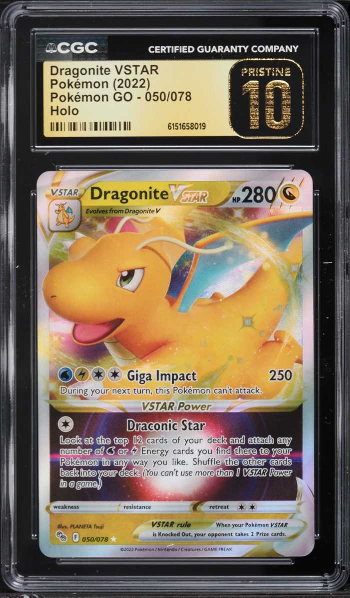 2022 Pokemon Sword & Shield Pokemon GO Holo Dragonite VSTAR #50 CGC 10 PRISTINE