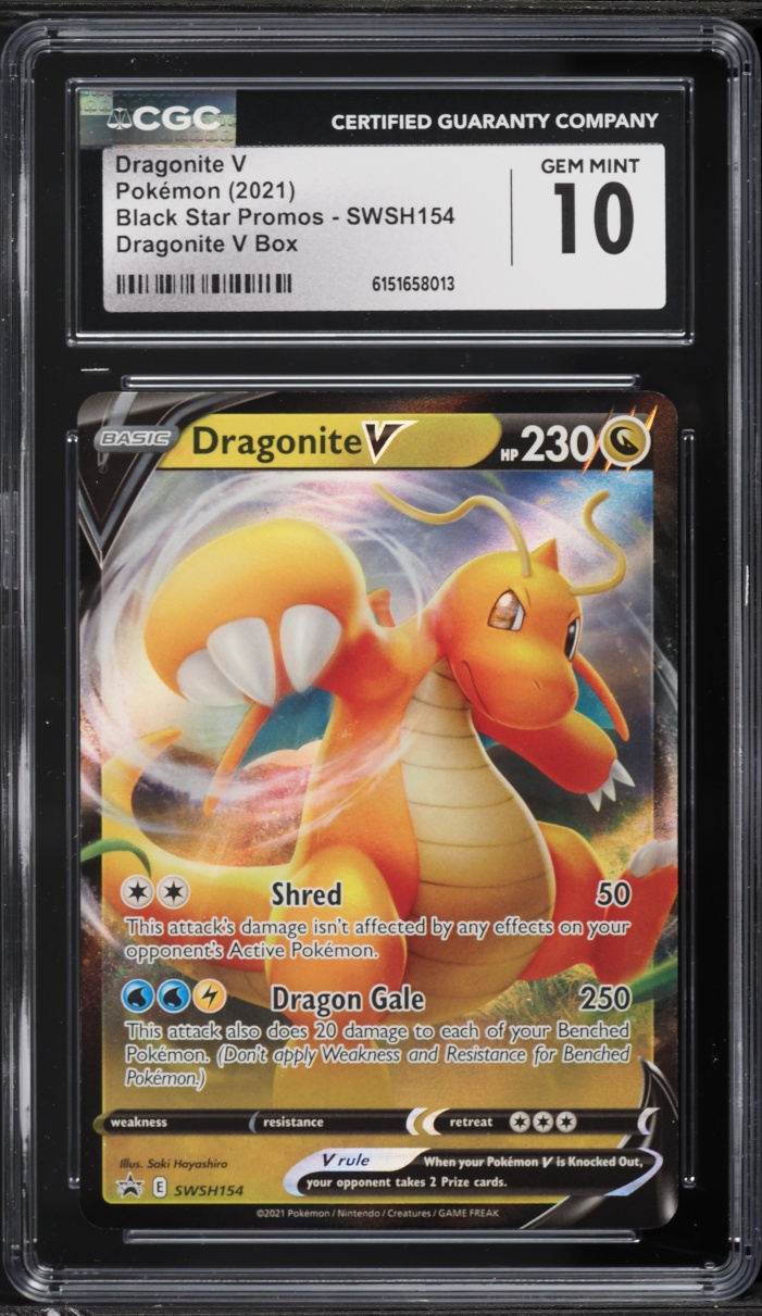 2021 Pokemon Sword & Shield Black Star Promo Dragonite V #SWSH154 CGC 10 GEM MINT