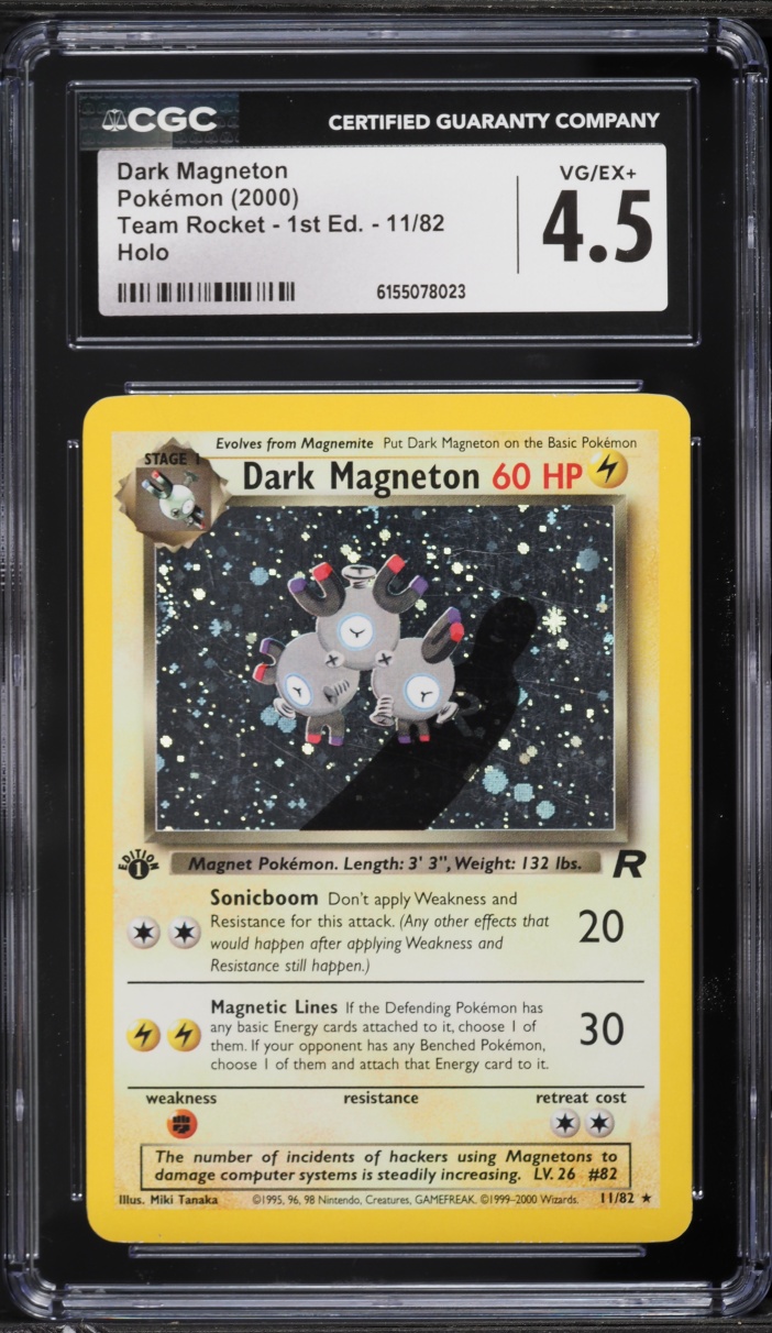 2000 Pokemon Team Rocket 1st Edition Holo Dark Magneton #11 CGC 4.5 VGEX+