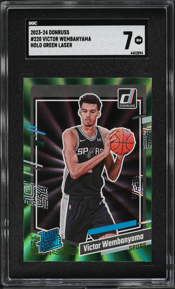 2023 Donruss Green Holo Green Laser Victor Wembanyama ROOKIE #220 SGC 7 NRMT