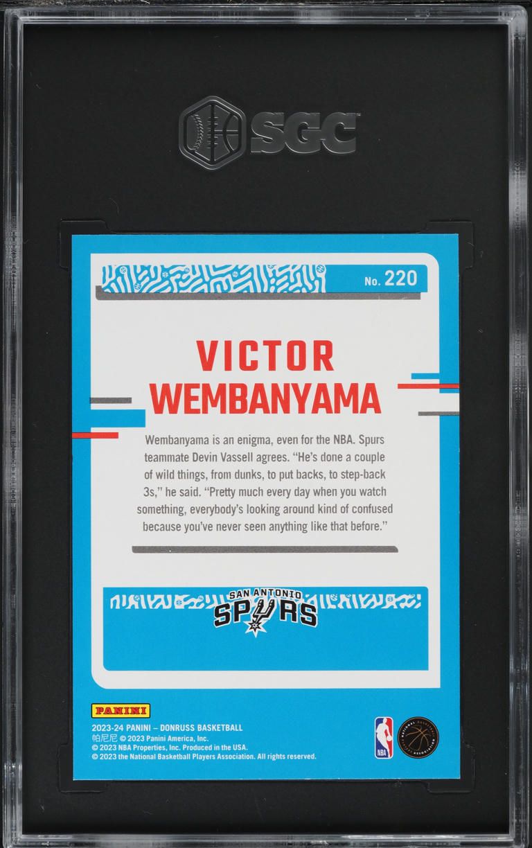 2023 Donruss Green Holo Green Laser Victor Wembanyama ROOKIE #220 SGC 7 NRMT