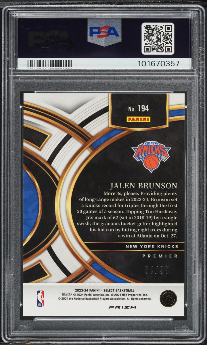 2023 Select Premier Light Blue Disco Jalen Brunson /99 #194 PSA 10 GEM MINT