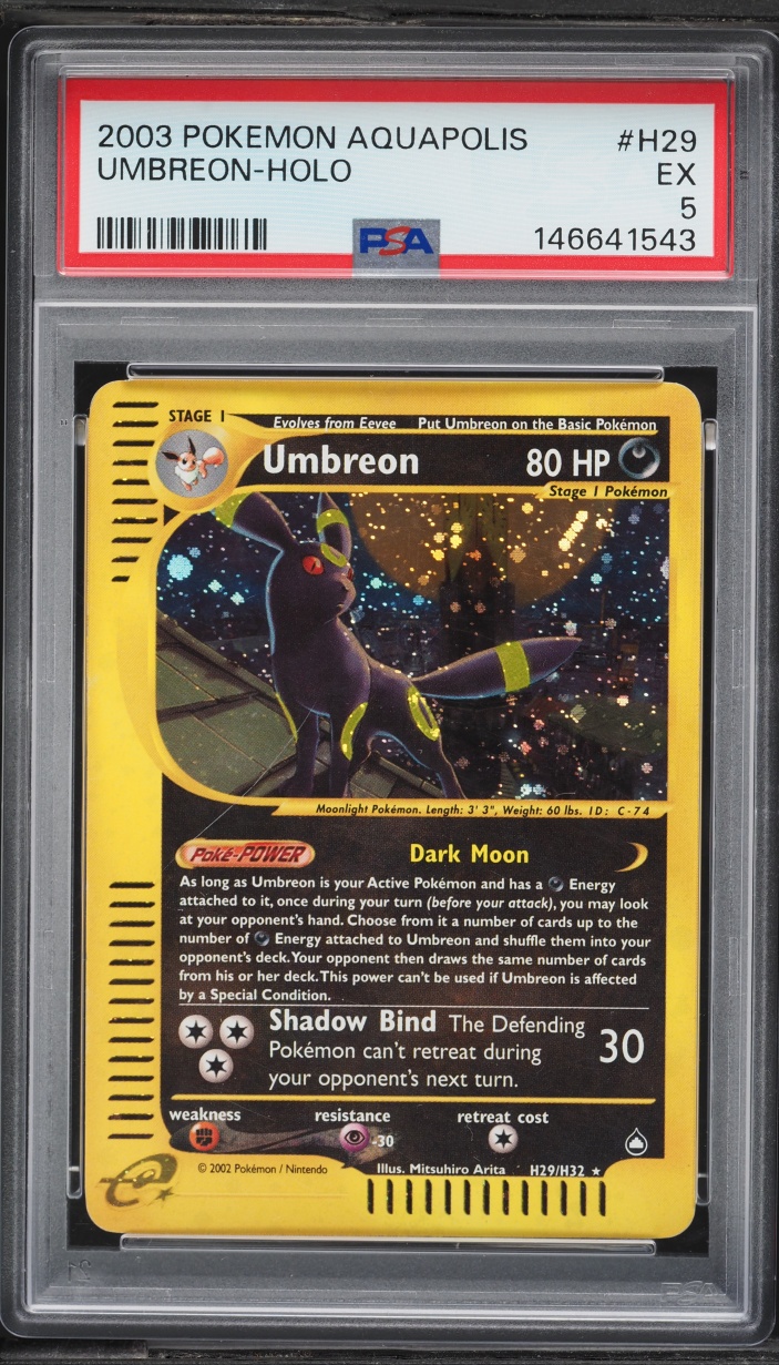 2003 Pokemon Aquapolis Holo Umbreon #H29 PSA 5 EX