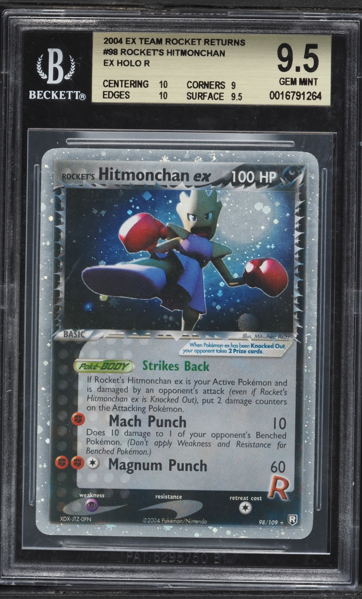 2004 Pokemon EX Team Rocket Returns Holo Rocket's Hitmonchan ex #98 BGS 9.5 GEM MINT