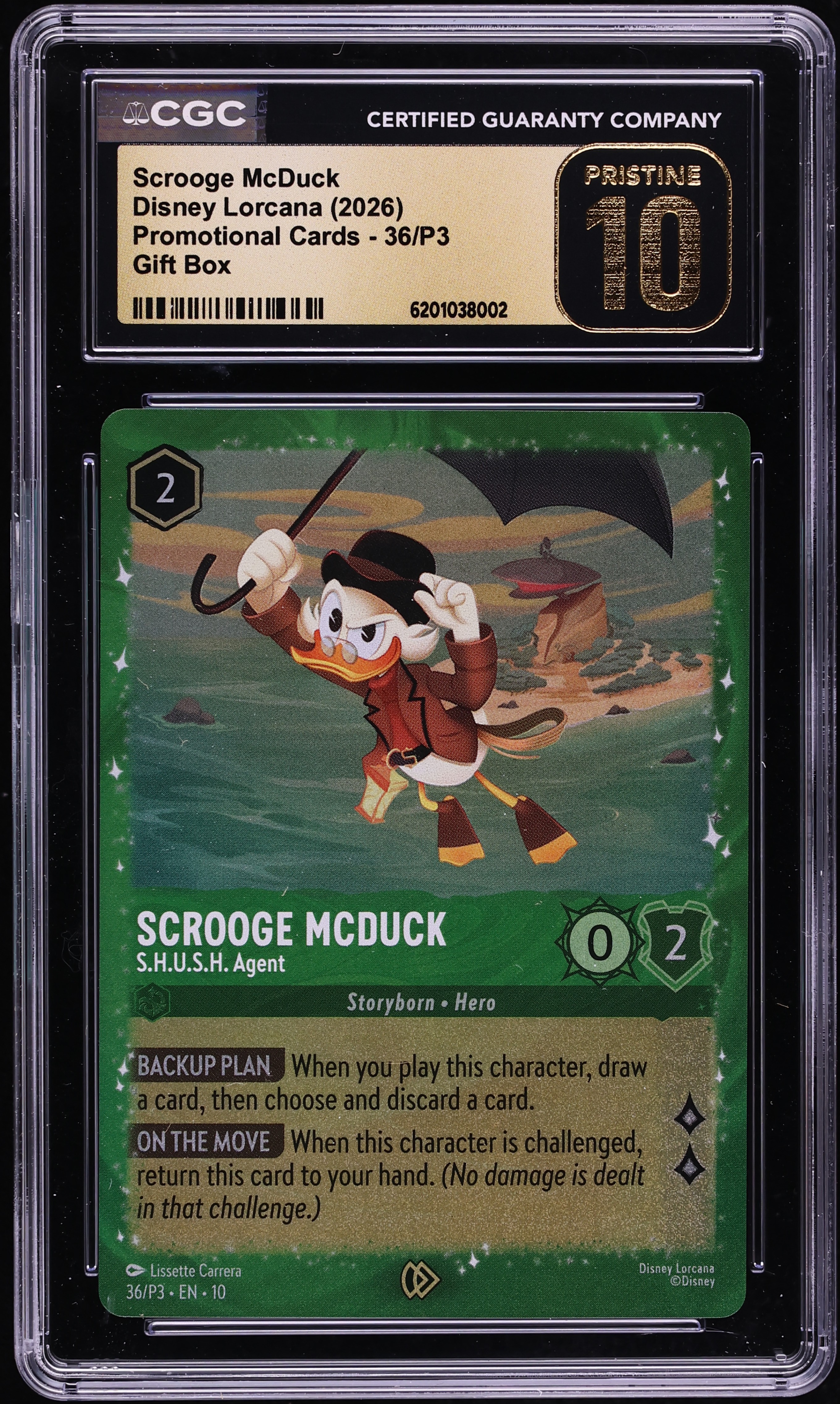 2026 Disney Lorcana Promo Gift Box Scrooge McDuck S.H.U.S.H. Agent #36 CGC 10 PRISTINE