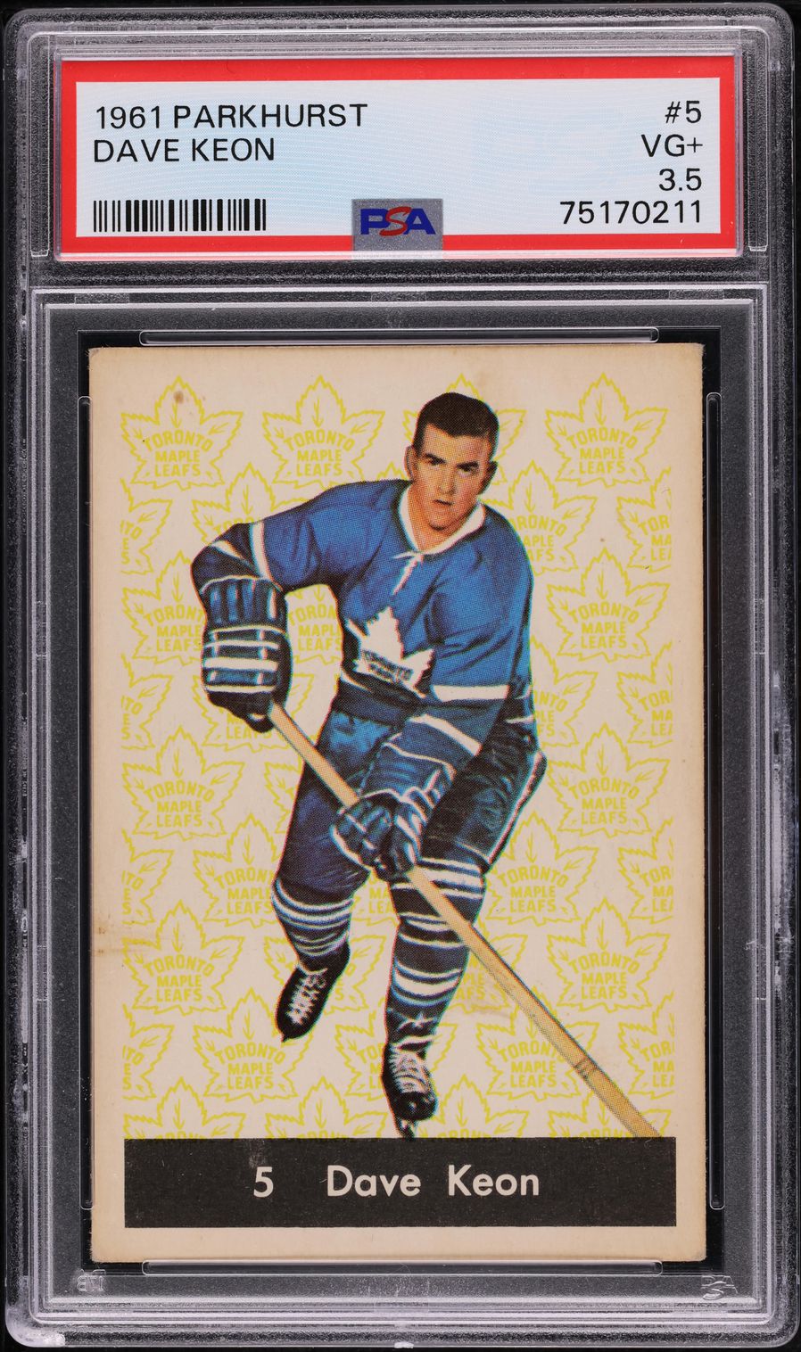 1961 Parkhurst Dave Keon ROOKIE #5 PSA 3.5 VG+