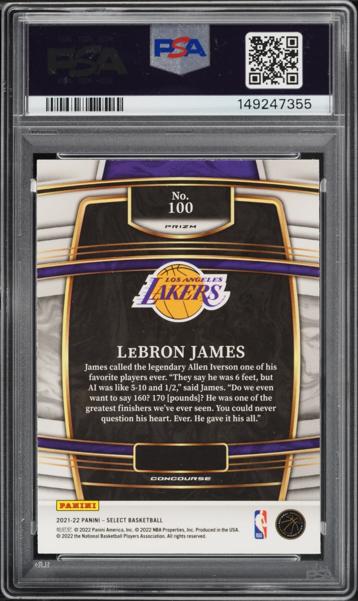 2021 Select Concourse Blue Prizm Lebron James #100 PSA 10 GEM MINT