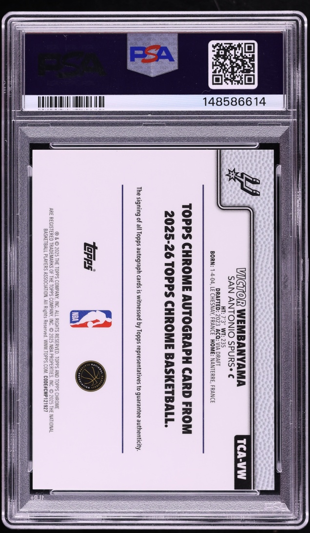 2025 Topps Chrome Orange Refractor Victor Wembanyama AUTO /25 #TCA-VW PSA 10 GEM MINT