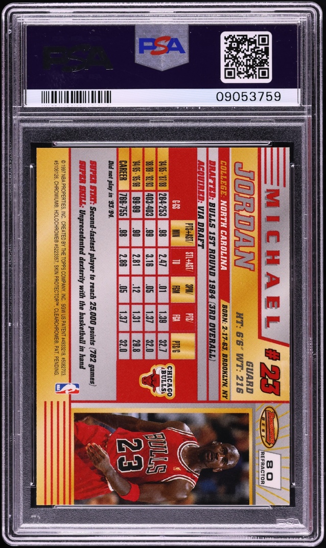 1996 Bowman's Best Refractor Michael Jordan #80 PSA 10 GEM MINT