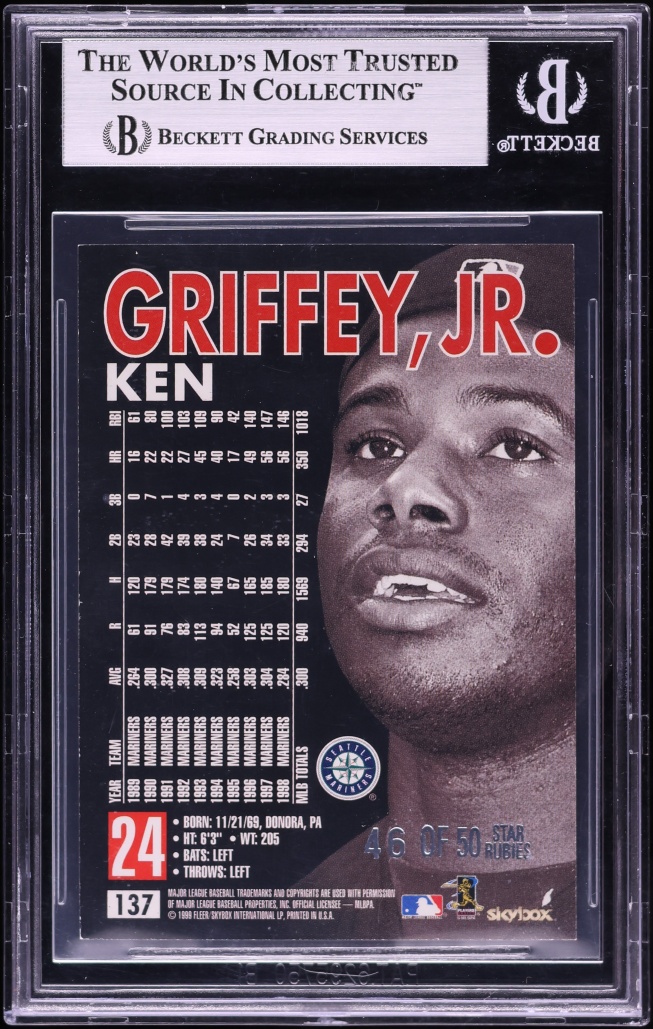 1999 Skybox Premium Star Rubies Ken Griffey Jr. /50 #137 BGS 9 MINT