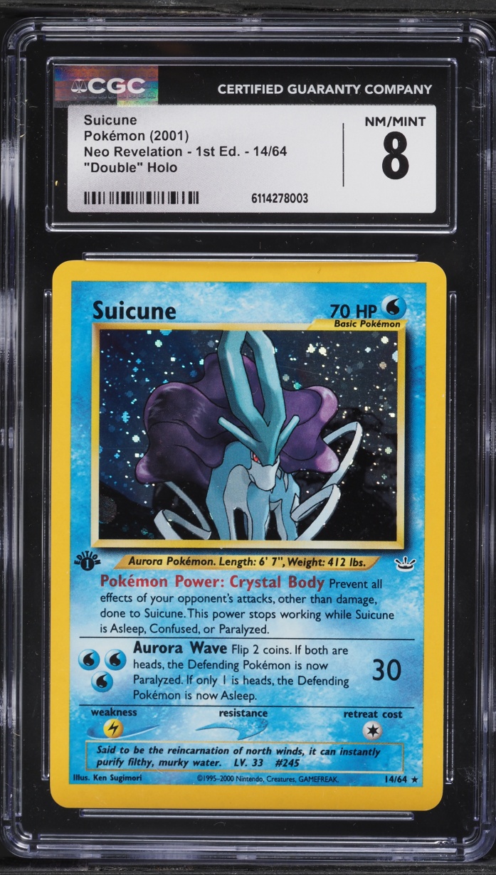 2001 Pokemon Neo Revelation 1st Edition Double Holo Suicune #14 CGC 8 NM-MT
