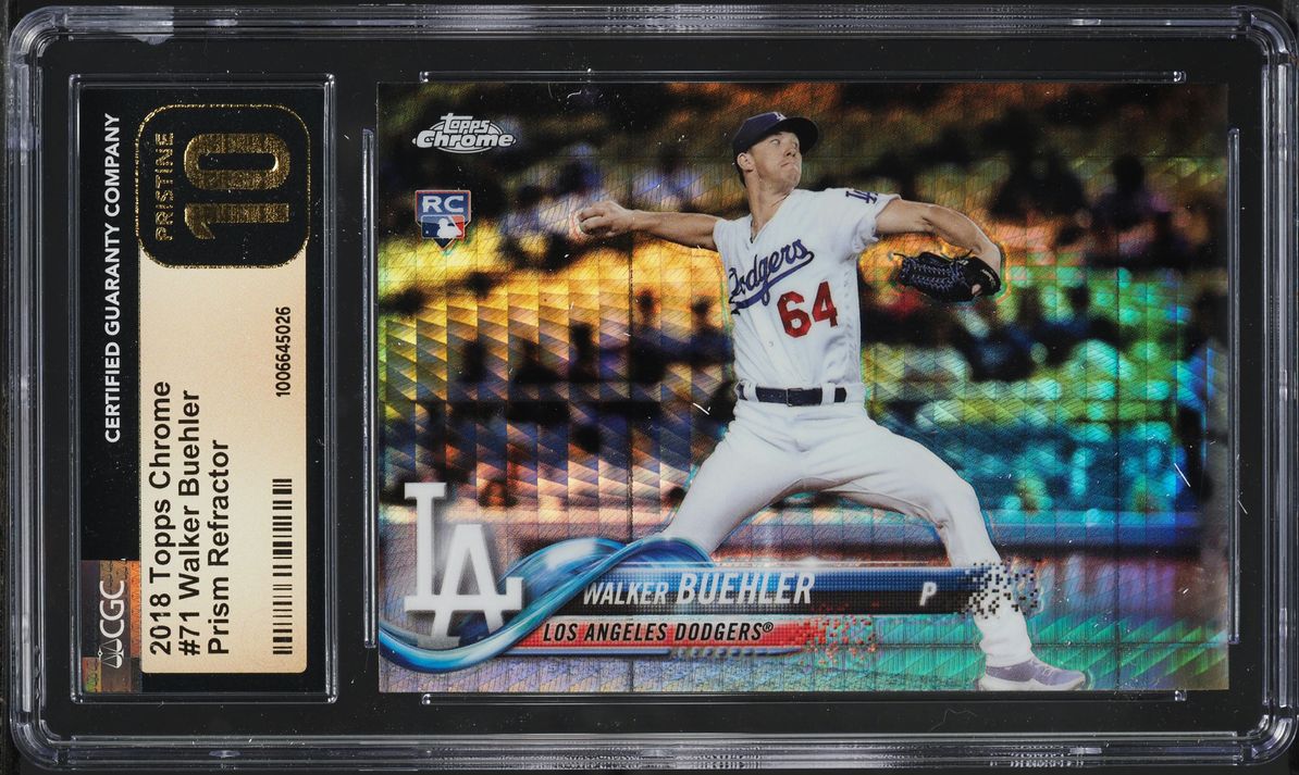 2018 Topps Chrome Prism Refractor Walker Buehler ROOKIE #71 CGC 10 PRISTINE