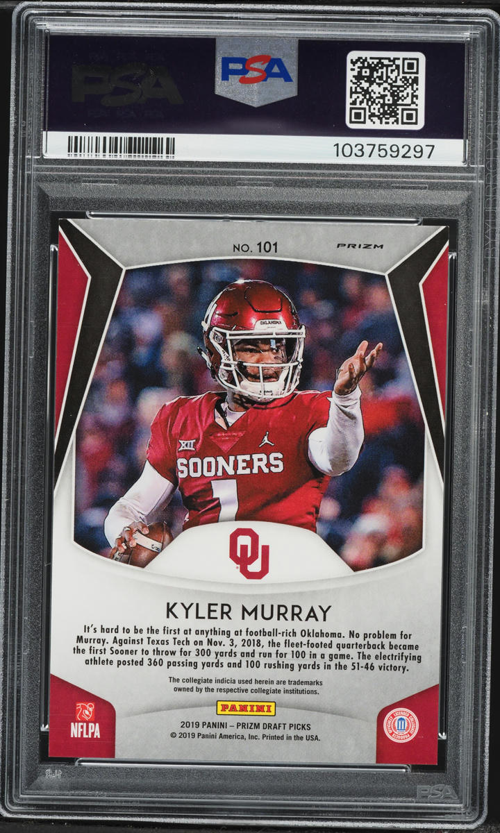 2019 Panini Prizm Draft Picks Silver Kyler Murray ROOKIE #101 PSA 9 MINT