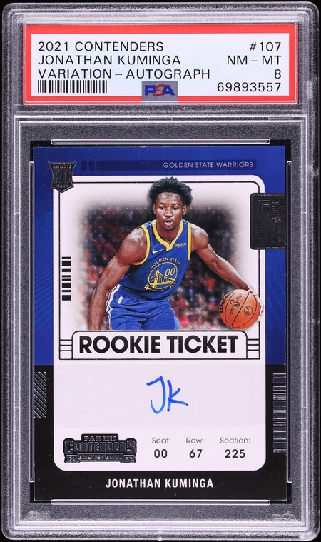 2021 Panini Contenders Variation Jonathan Kuminga ROOKIE AUTO #107 PSA 8 NM-MT