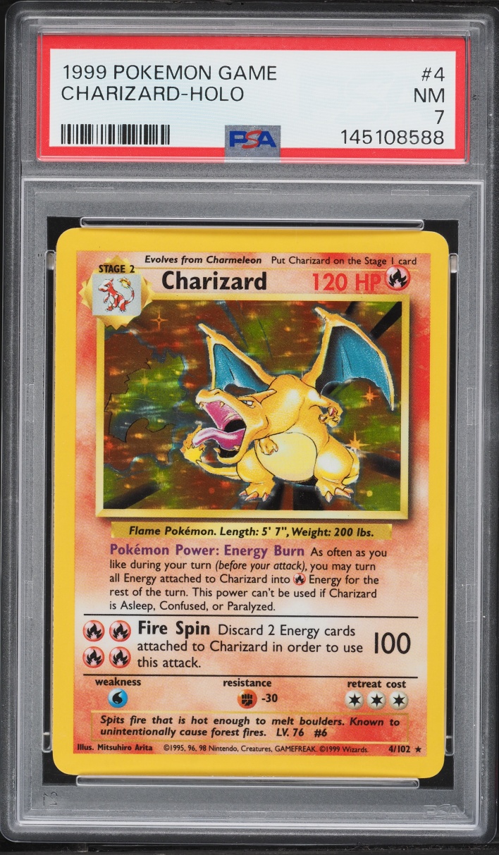1999 Pokemon Base Set Holo Charizard #4 PSA 7 NRMT