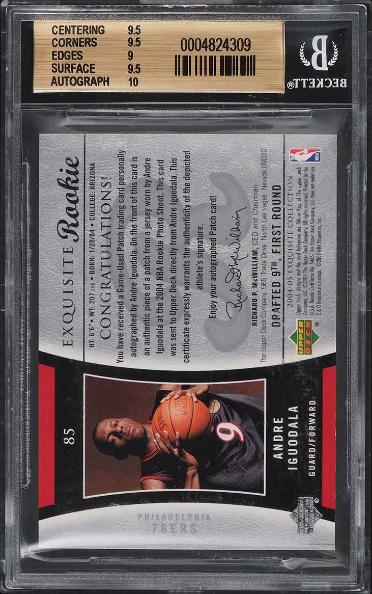 2004 Exquisite Collection Andre Iguodala ROOKIE PATCH AUTO /99 #85 BGS 9.5 GEM MINT - Photo 2