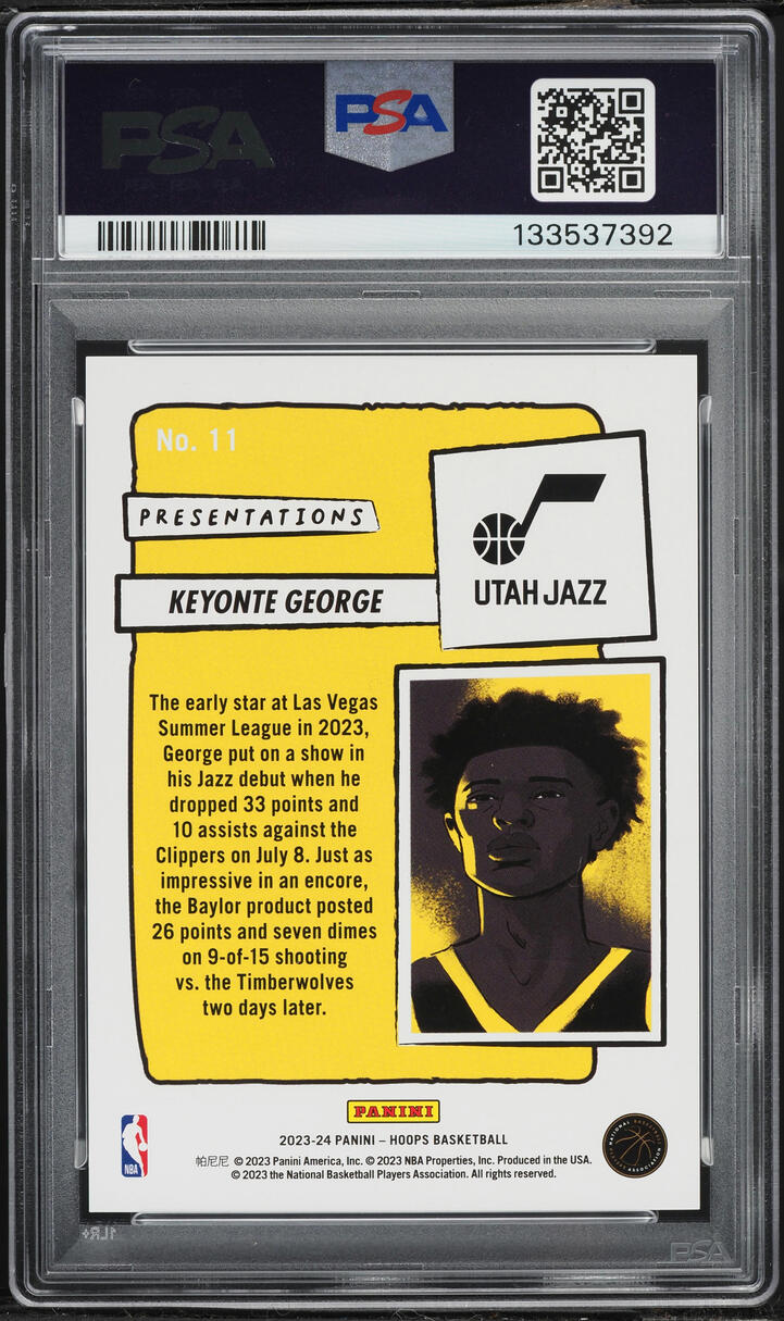 2023 Hoops Presentations Keyonte George ROOKIE #11 PSA 9 MINT