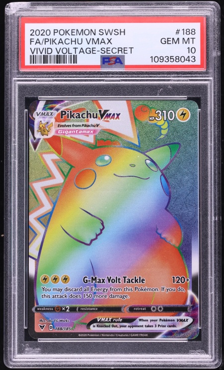 2020 Pokemon Sword & Shield Vivid Voltage Rainbow Rare Pikachu VMAX #188 PSA 10 GEM MINT