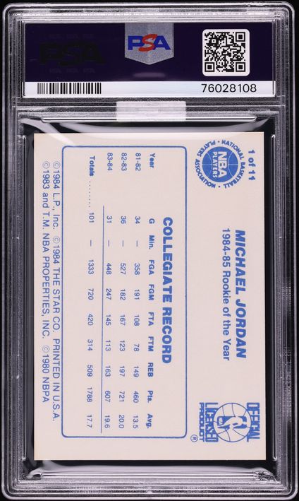 1985 Star Last 11 ROY's Michael Jordan ROOKIE #1 MBA PSA 9 MINT