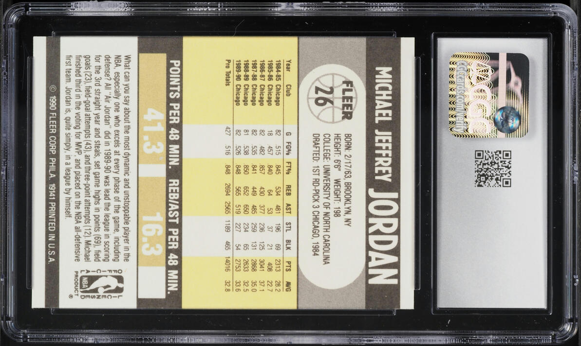1990 Fleer Basketball Michael Jordan #26 CGC 8 NM-MT