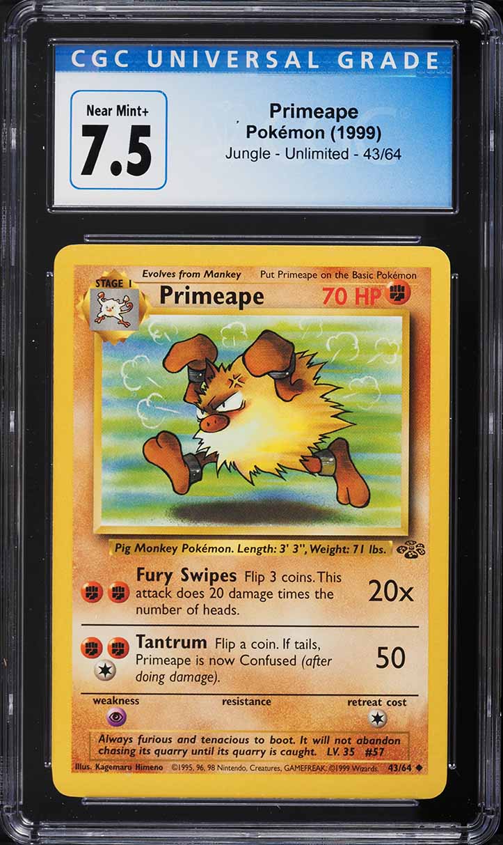 1999 Pokemon Jungle Primeape #43 CGC 7.5 NRMT+