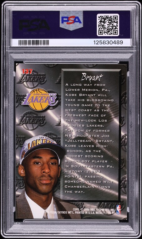 1996 Metal Fresh Foundations Kobe Bryant ROOKIE #137 PSA 8 NM-MT