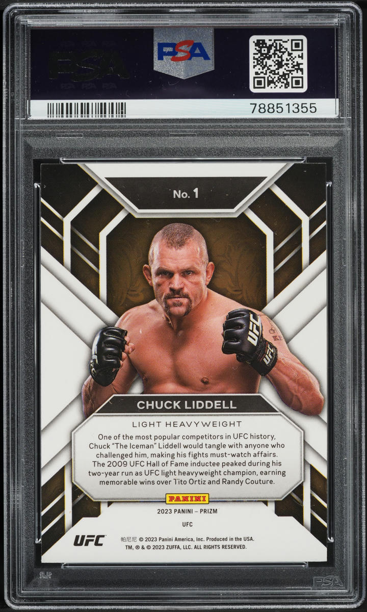 2023 Panini Prizm UFC Hall Monitors Chuck Liddell #1 PSA 9 MINT