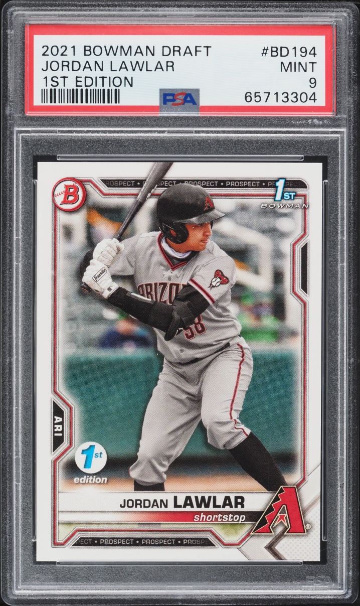 2021 Bowman Draft 1st Edition Jordan Lawlar PROSPECT #BD-194 PSA 9 MINT