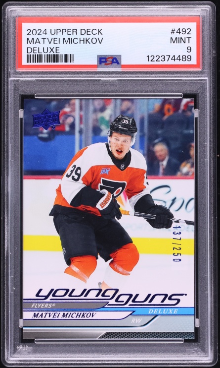 2024 Upper Deck Deluxe Matvei Michkov ROOKIE /250 #492 PSA 9 MINT