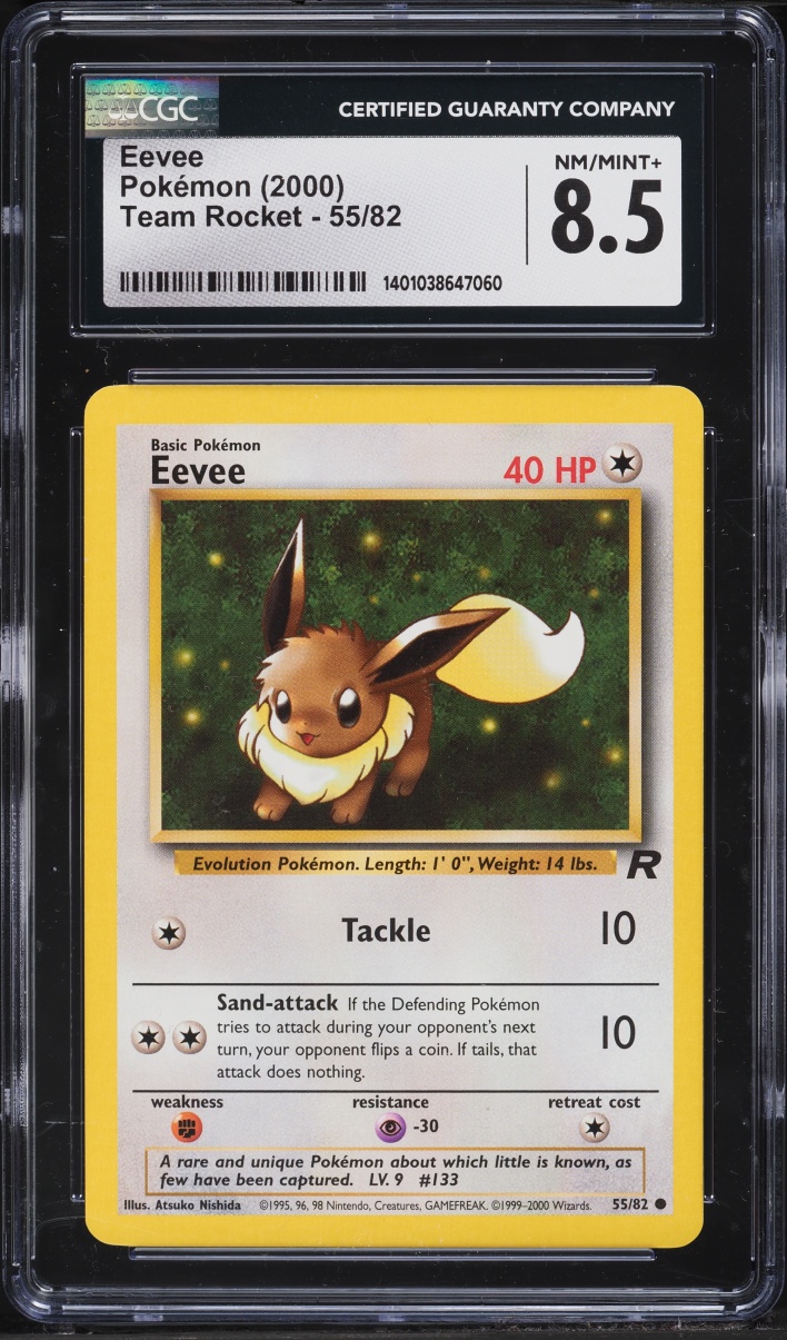 2000 Pokemon Team Rocket Eevee #55 CGC 8.5 NM-MT+