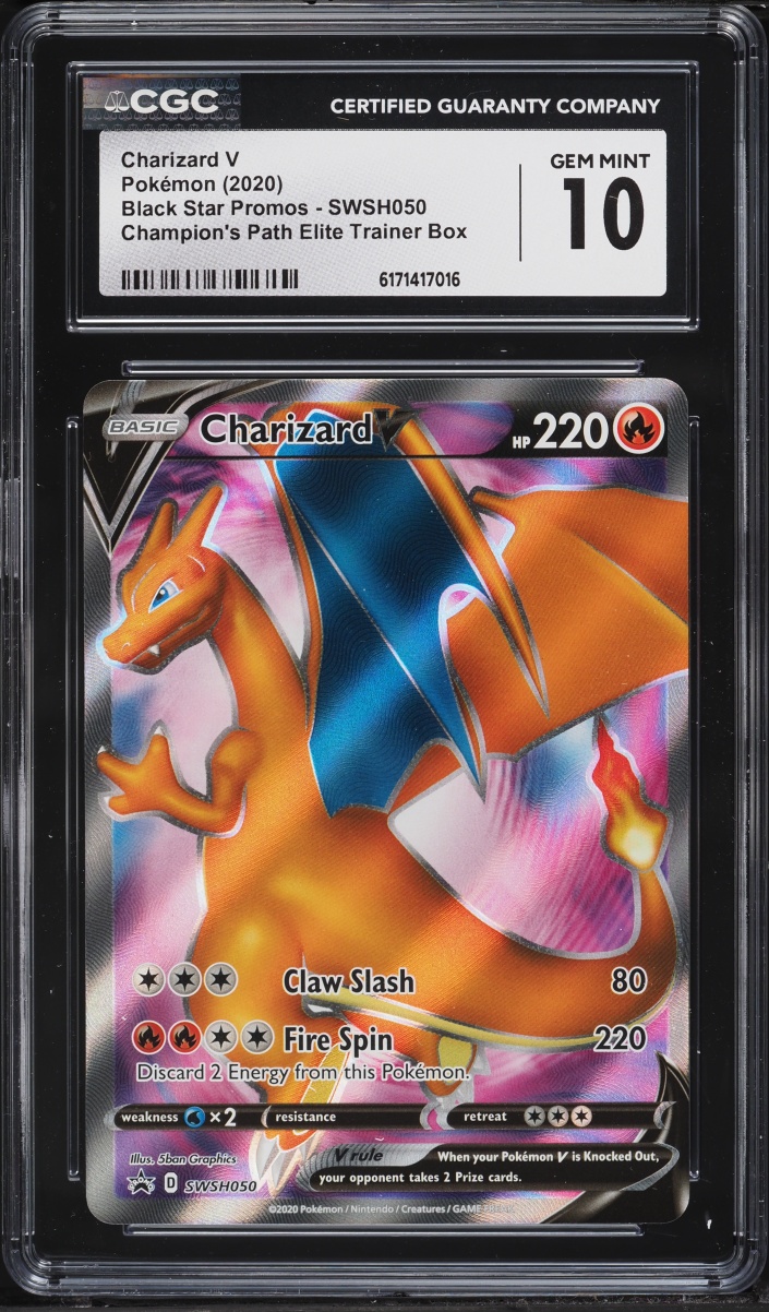 2020 Pokemon Sword & Shield Promo Champion's Path ETB Full Art Charizard V #SWSH050 CGC 10 GEM