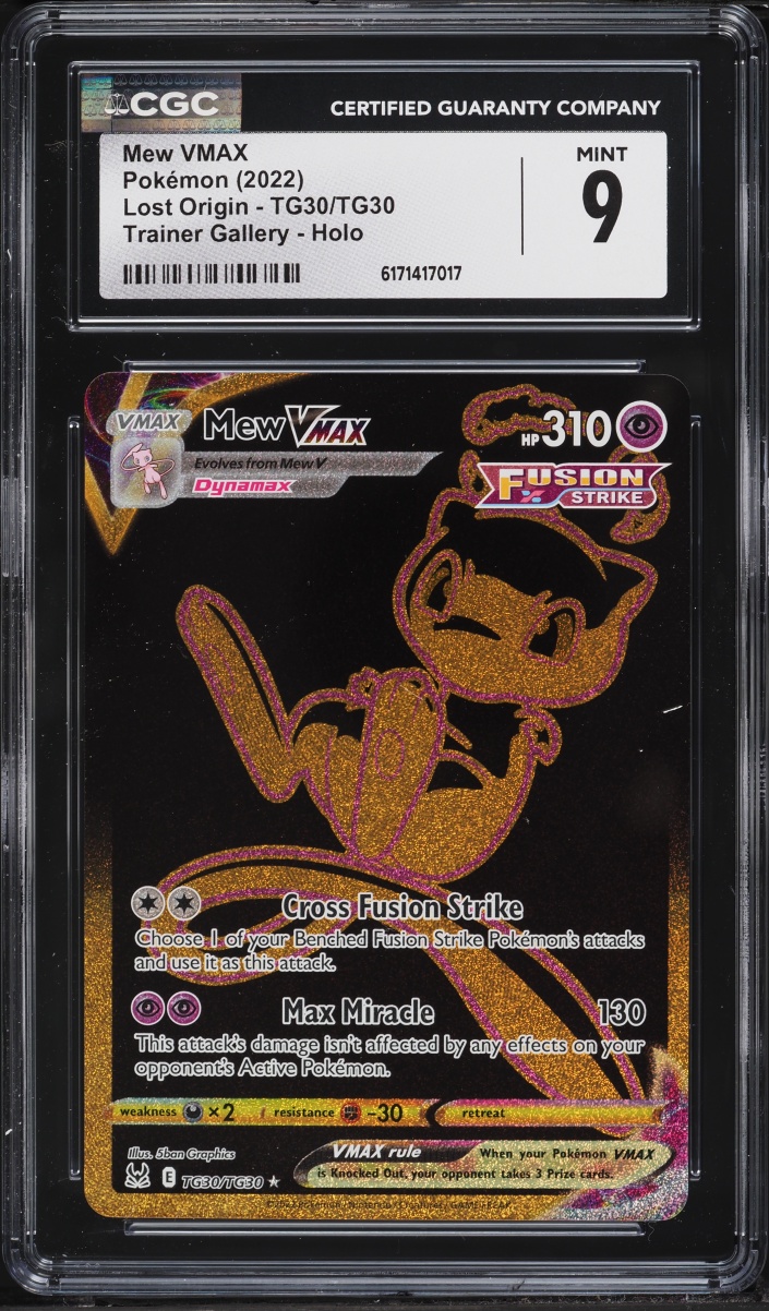 2022 Pokemon Sword & Shield Lost Origin Trainer Gallery Full Art Mew VMAX #TG30 CGC 9 MINT