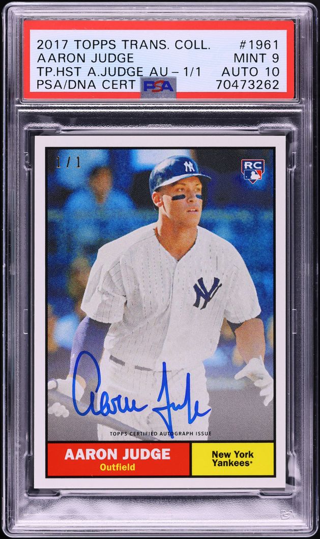 2017 Topps Transcendent Collection History Aaron Judge ROOKIE AUTO DNA 10 1/1 #1961 PSA 9 MINT