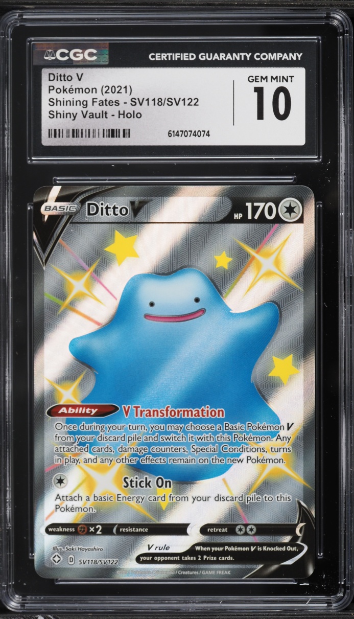 2021 Pokemon Sword & Shield Shining Fates Full Art Ditto V #SV118 CGC 10 GEM MINT