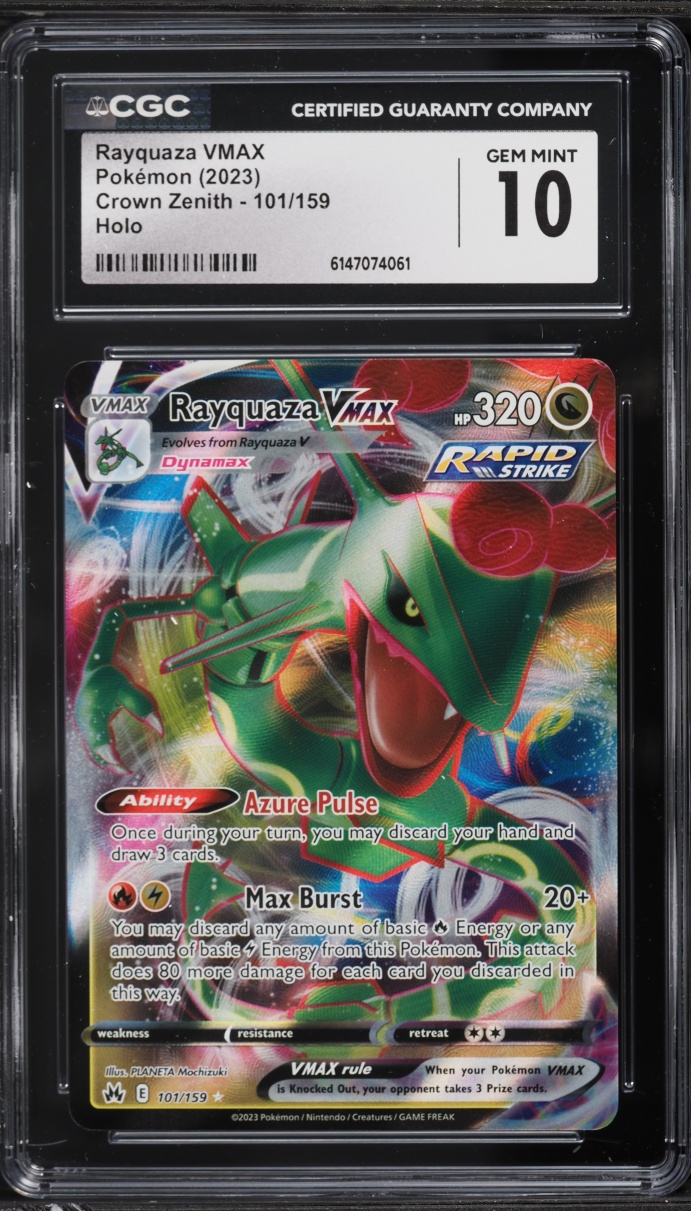 2023 Pokemon Sword & Shield Crown Zenith Full Art Rayquaza VMAX #101 CGC 10 GEM MINT